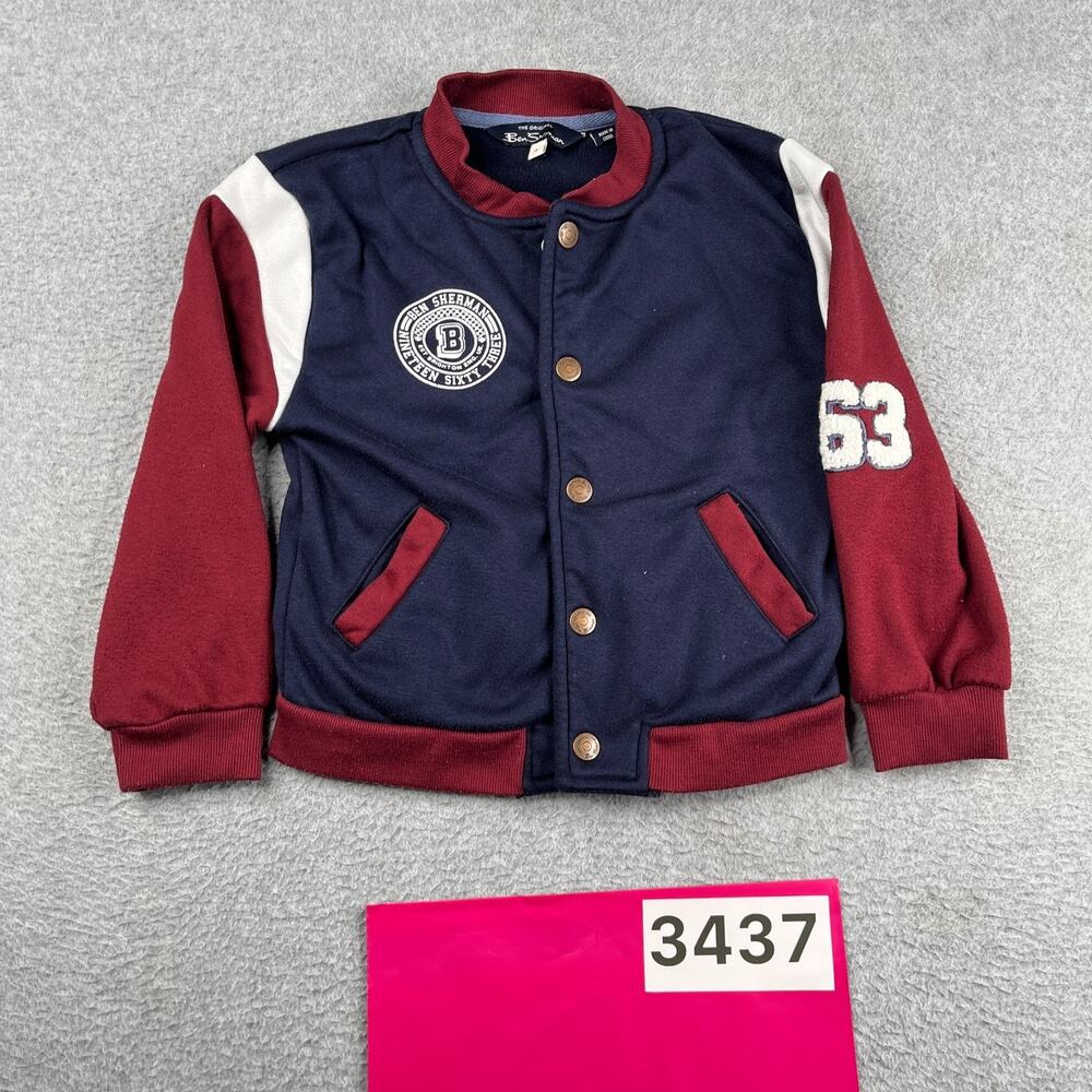 Ben Sherman Youth Size 4 Jacket Sweater Snap Up Navy Blue Pockets Patch